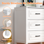 White Dresser for Bedroom with 6 Drawers,Modern Chest of Drawers Wide Wooden Double Dresser for Closet Living Room Entryway