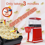 VAVSEA Hot Air Popcorn Popper, Retro Popcorn Maker, 1200W Electric Popcorn Machine, Oil Free, 3.3lb for Home Party Kids, New, Red
