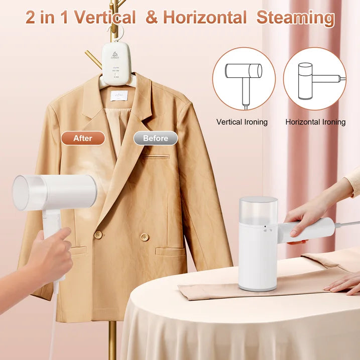 Steamer for Clothes, Portable Handheld Garment Steamer, 1200W Mini Foldable Fabric Steam Iron, 13s Fast Heat-up with 200ml Tank, for Travel and Home, White