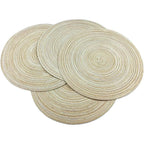 GoXteam Round Woven Placemats, 4 Pcs, 15" Braided Woven Placemats, Attractive Kitchen Place Mats, Round Placemats as Table Mat (Beige)