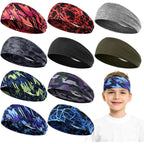 10 Pcs Headbands Athletic Sweatbands,Kids Breathable Headbands , Elastic Sweat Headband for Girls Boys child Football Basketball Running Exercise