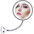 Flexible Gooseneck 10x Magnifying Mirror with Light, Make up Mirror with Lights and Magnification, Portable Vanity Magnified Mirror with Suction Cups for Wall Bathroom (6.7inch)
