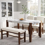 Churanty 3 Piece Modern Rubberwood Space Saving Dining Table with Chair & Bench Off-White