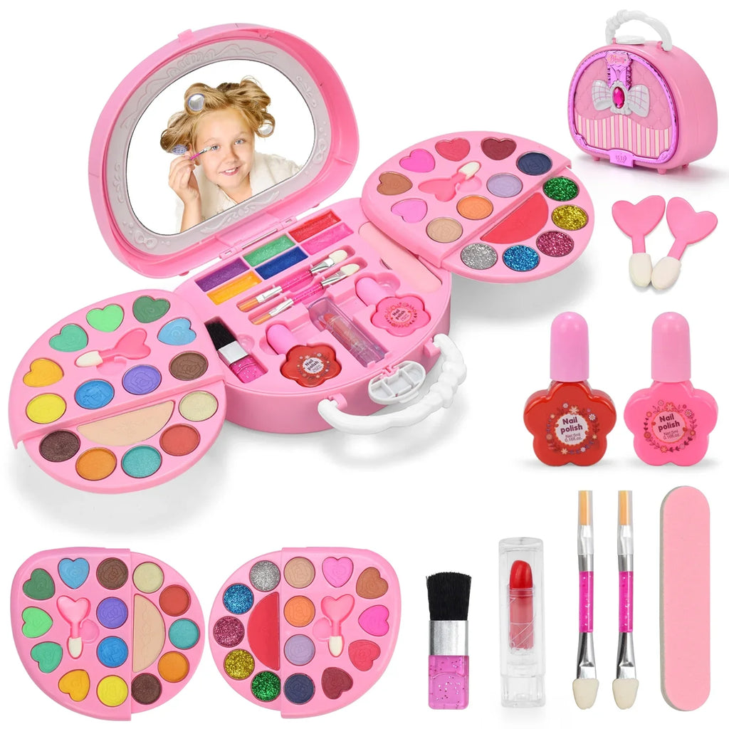 Kids Makeup Set for Girl Washable Real Cosmetic, Safe & Non-Toxic Toys Toddler Makeup Kit, Pretend Play Make Up for Girls Birthday Present Toys for Age 3 4 5 6 7 8 9+ Year Old