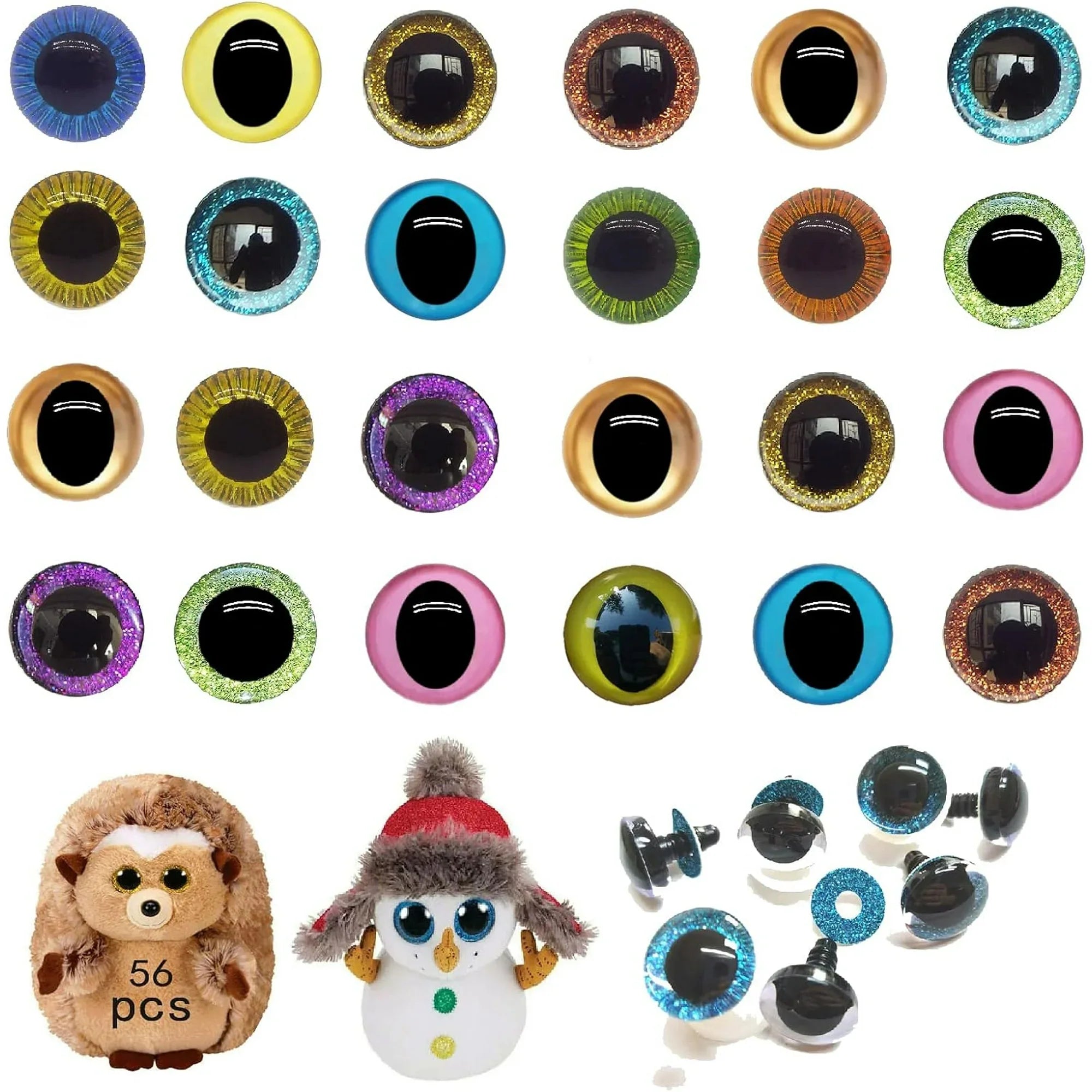 12-25mm Doll Safety Eyes£¬Colorful Plastic Crochet Eyes with Washers for Doll, Puppet Crafting, Plush Animal Teddy Bear Craft Making (Multicolor)