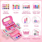 Kids Makeup Kit for Girl, Little Girls Makeup for Kids 4-6, 8-12, Washable, Non-toxic, Portable Children Toddler Play Make Up Set for3 4 5 6 7 8 9 Year Old Girl Birthday Gifts
