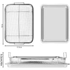 Air Fryer Basket for Oven, 2 Set Stainless Steel Air Fryer Pan and Crisper Tray, Non-stick Oven Air Fryer Basket for Baking and Crispy Foods Chicken, French Fry and Frozen Food (11.8 x 15.7 Inch)