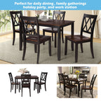 Churanty Farmhouse Wood 5 Pieces Dining Table Set for 4,Rectangle Kitchen Table Set with 4 Chairs,Black+Cherry