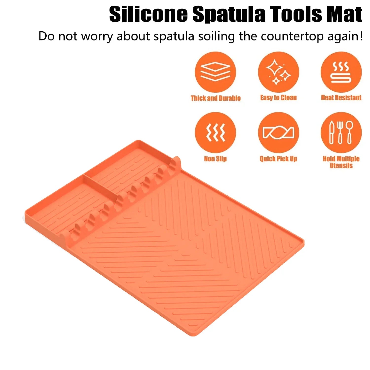 Side Shelf Mat for Blackstone, Silicone Grill Pad for Outdoor Grill Kitchen Counter, Food Grade Griddle Mat, BBQ Grill Mats, Baking Mats, Grill Prep Trays, Hot Pads (Orange)