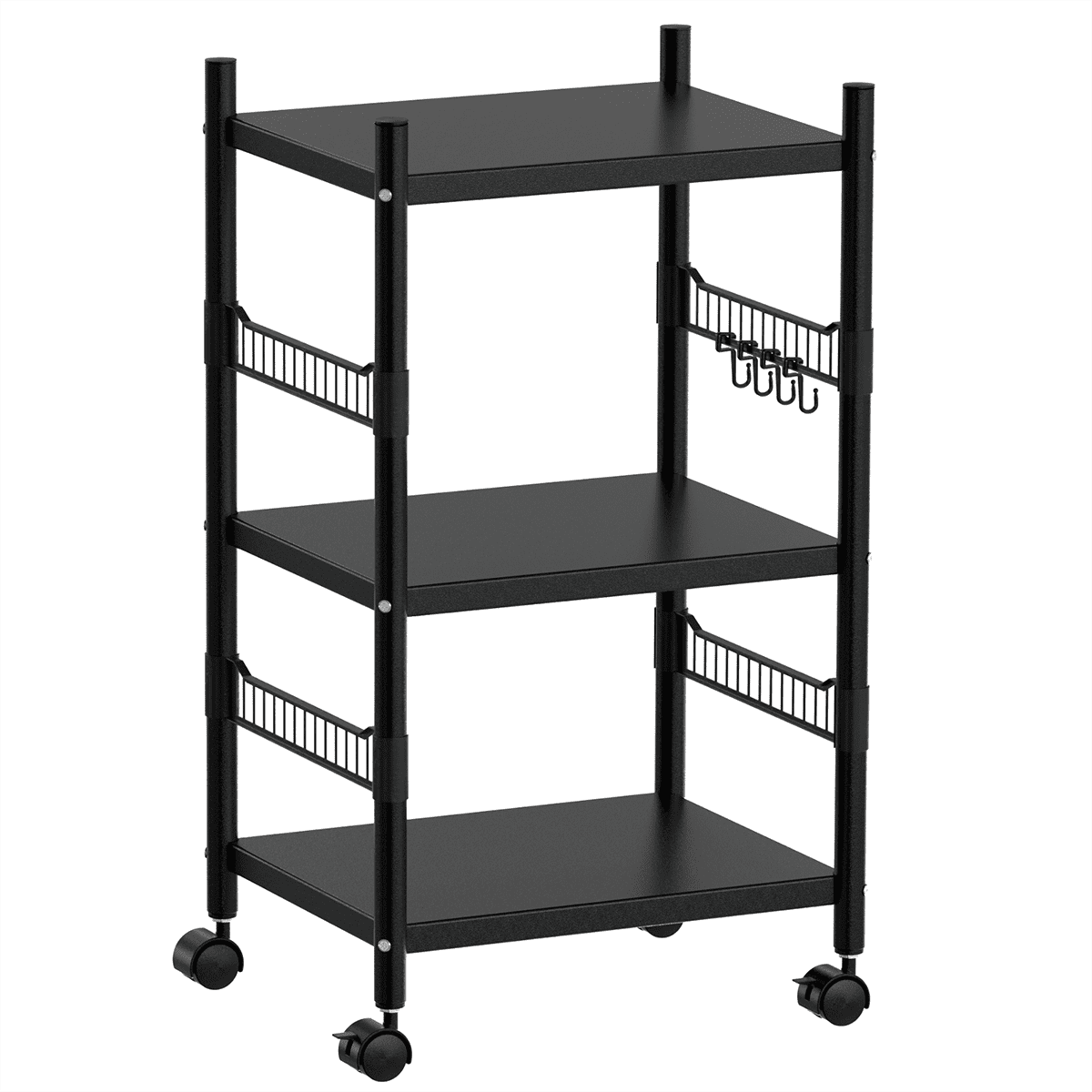 3-Tier Kitchen Rolling Cart, Utility Shelf Microwave Stand Storage Cart, Kitchen Baker's Rack