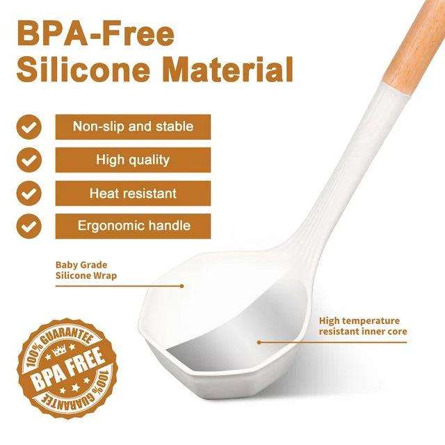 VAVSEA Silicone Cooking Utensils Set, 12Pcs Heat Resistant Kitchen Utensil Gadgets Tools Set for Nonstick Cookware, Safe BPA Free Silcone, Khaki