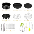 Air Fryer Accessories - 8 Inch Set of 10 Pcs Compatible for Ninja Foodi Cosori instant Pot, Fit 4 - 6.8QT Accessories for Air Fryer with Cake Pan, Pizza Pan, Air Fryer Liner (Set of 10)