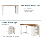 Churanty Counter Height Dining Table Set for 4,Wood Bar Table with Storage shelf and 2 stools & 2 Chairs for Small Places, White