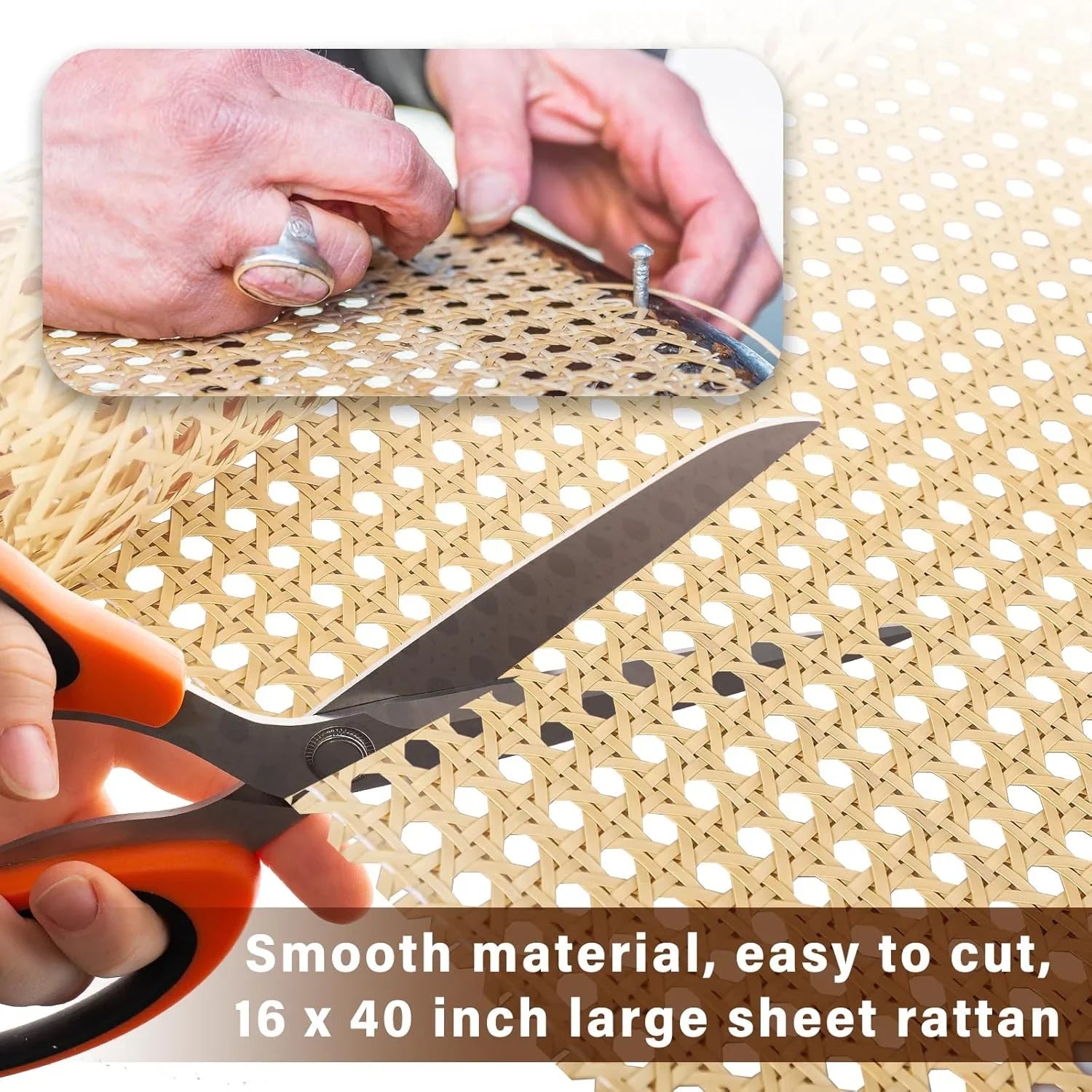 16 Width Cane Webbing Roll 3.3ft,Versatile Rattan Material for DIY Projects and Furniture Upgrades, Ideal for Repairing and Updating Chairs & Cabinets