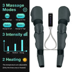 Leg Air Compression Massager, Heat Massager Machine with Hand-held Controller, Adjustable Leg Wraps for for Muscle Fatigue,Cramps,Swelling and Edema