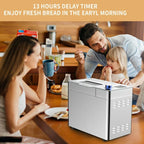 VAVSEA 25 in 1 Stainless Steel Bread Maker, 2LB Dough & Bread Maker Machine with Auto Fruit and Nut Dispenser, Reserve & Keep Warm Set