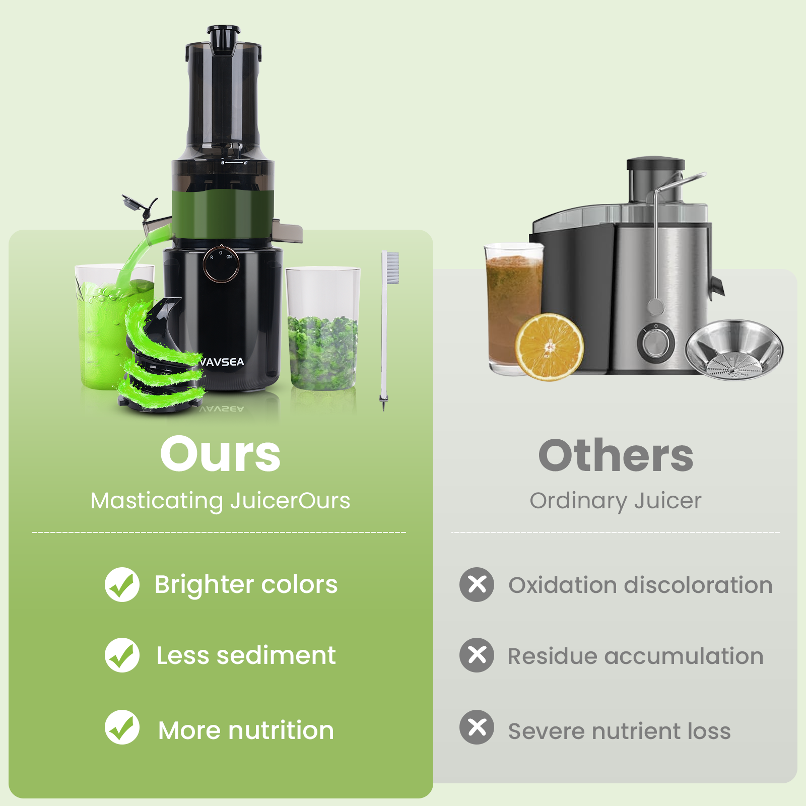 Juicer Machines, Cold Press Juicer with 800 ml Juice Cup, 95% High Juice Yield Slow Masticating Juicer, with Reverse Function, for Whole Vegetables and Fruits, Black