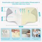 Cervical Pillow for Neck Pain Relief, Contour Memory Foam, Ergonomic Orthopedic Neck Support Pillow for Side, Back & Stomach Sleepers with Breathable Pillowcase, Grey