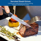 Steak Knives Set of 4, 4.5-inch Serrated Steak Knife Set, Ultra Sharp Stainless Steel Triple Rivet Collection Kitchen Steak Knife Set