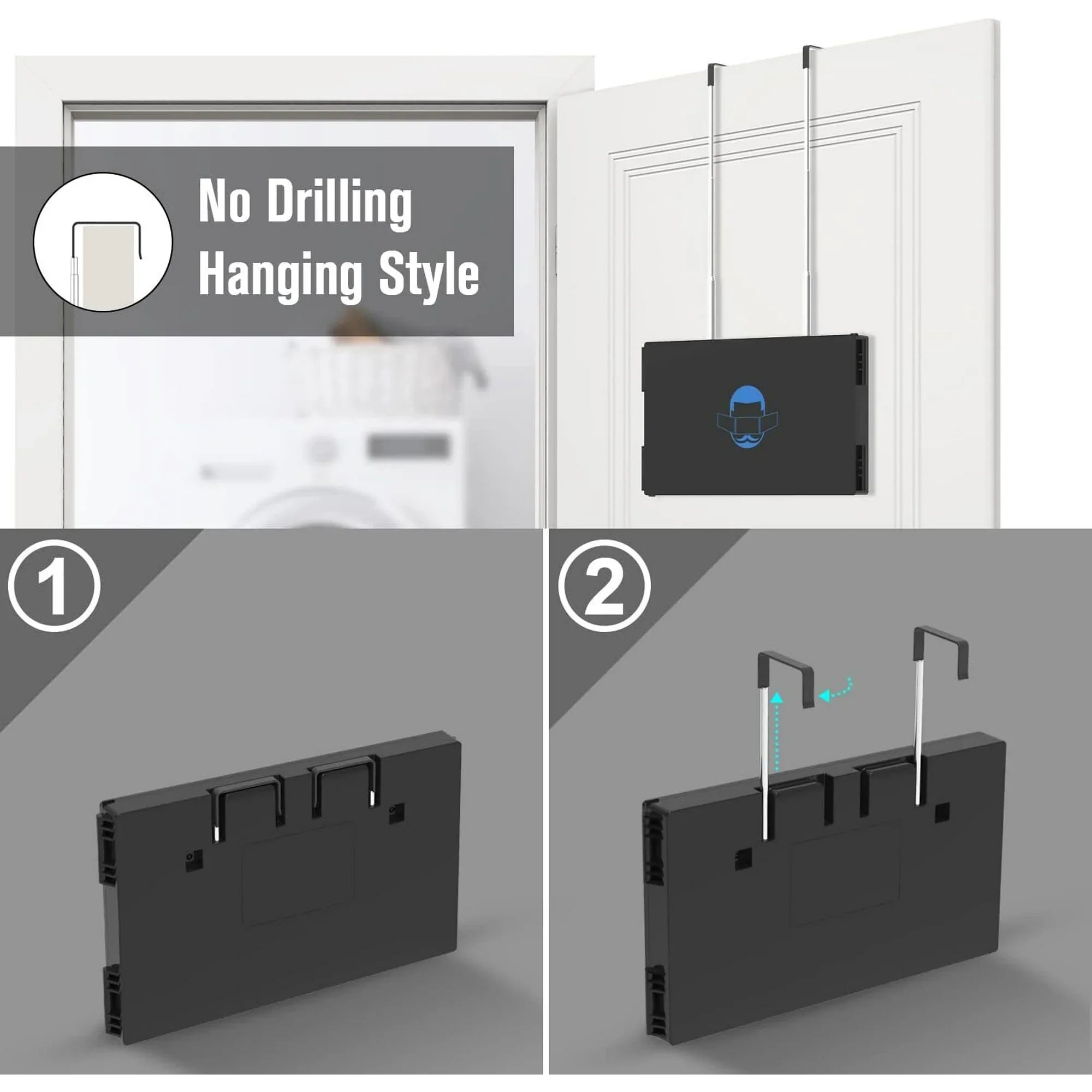 GoXteam 3 Way Mirror for Hair Cutting, Tri-fold Mirror for Shaver and Makeup , Height Adjustable with Two Hold Nails Self Haircut Mirror can as a Gift for Men or Women