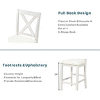 Churanty Counter Height Dining Table Set for 4,Wood Bar Table with Storage shelf and 2 stools & 2 Chairs for Small Places, White