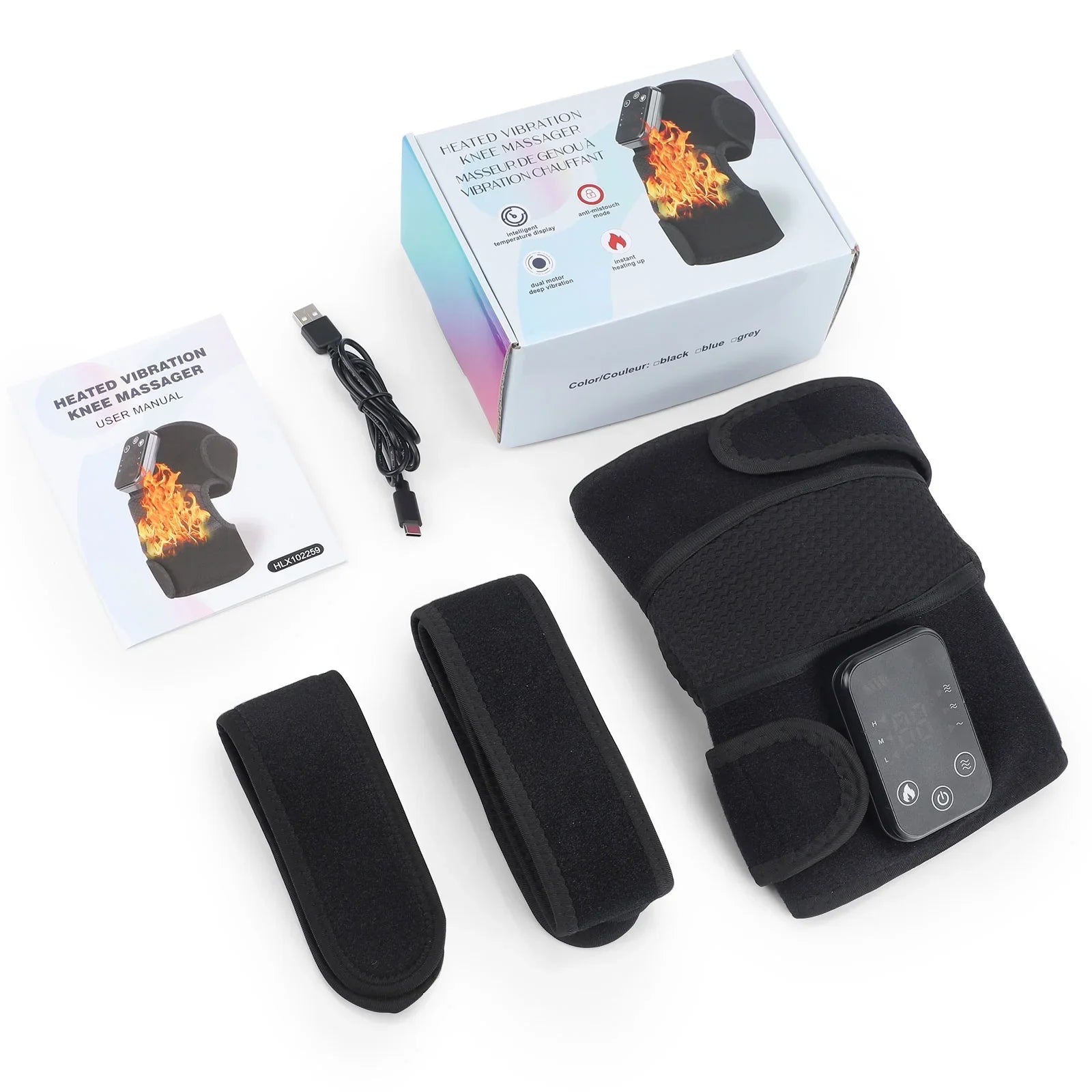 Heated Knee Massager,3-In-1 Heated Knee Brace Wrap, Vibration Knee Heating Pad,3 Adjustable Vibrations and Heating Modes, Heating Pad for Knee Relax