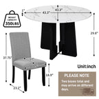 Churanty 5 Piece Round Dining Table Set for 4, Modern Marble Dining Table and 4 High Back Upholstered Chairs for Dining Room Kitchen, White + Gray