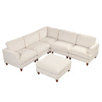 Churanty Modular Sectional Sofa with Ottoman,Oversized 3 Seat Free Combination Corduroy Couch Sofa with Chaise for Living Room,Beige