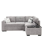 Churanty Pull Out Sofa Bed with Storage Chaise,Reversible Sectional Sofa,L-Shaped Corner Sofa with USB Ports,Power Sockets and Cup Holder,Light Gray