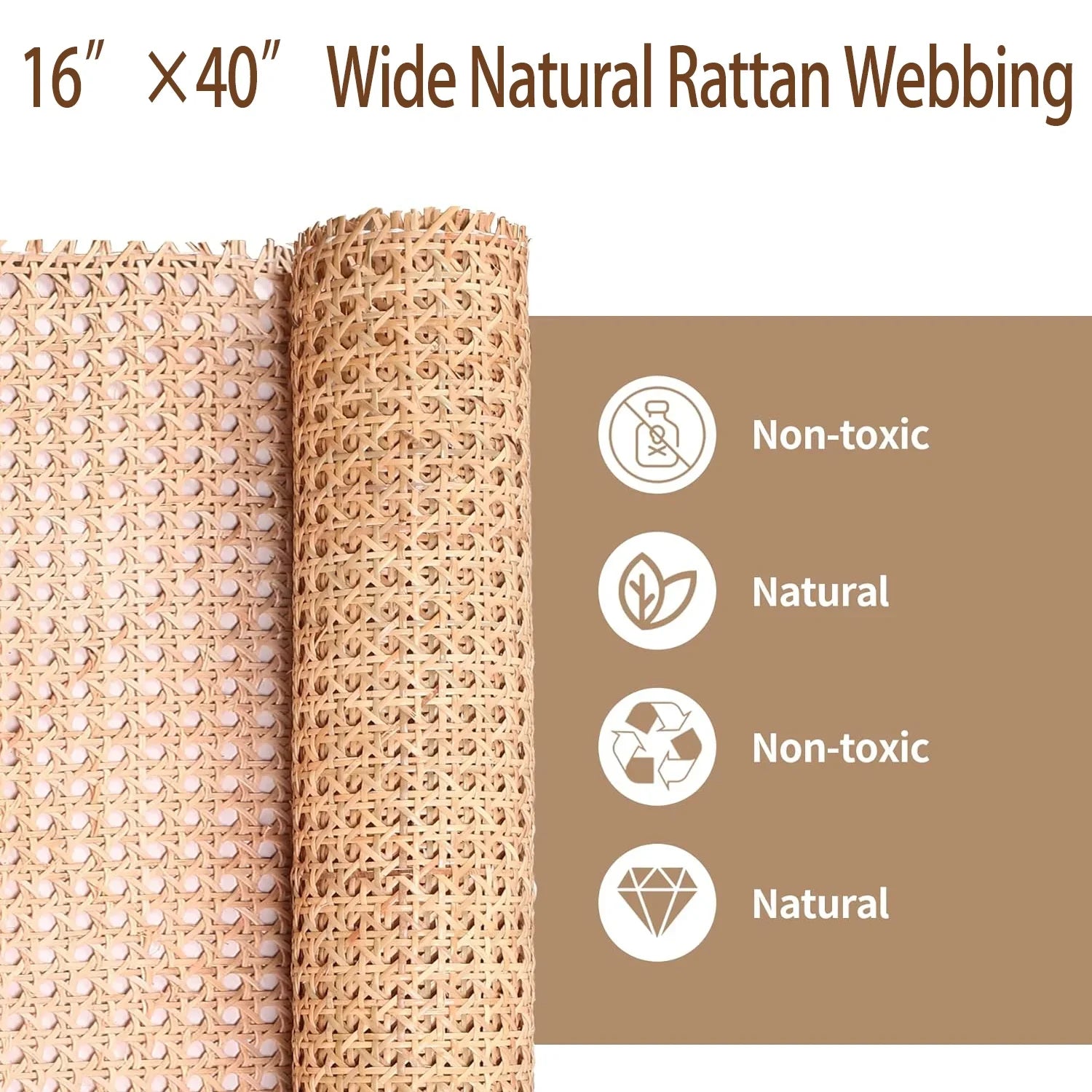 16 Width Cane Webbing Roll 3.3ft,Versatile Rattan Material for DIY Projects and Furniture Upgrades, Ideal for Repairing and Updating Chairs & Cabinets