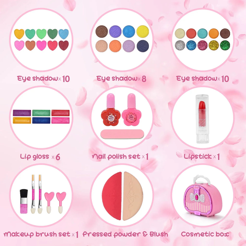 Kids Makeup Set for Girl Washable Real Cosmetic, Safe & Non-Toxic Toys Toddler Makeup Kit, Pretend Play Make Up for Girls Birthday Present Toys for Age 3 4 5 6 7 8 9+ Year Old
