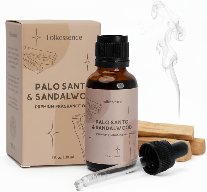 Folkulture Palo Santo & Sandalwood Essential Oil Blend | 30 ml - 1.01 Fl Oz Aromatherapy Oil with Dropper | Fragrance Oil for Mindfulness & Relaxation Diffuser Oil for Home