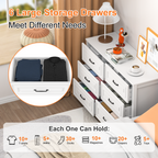 White Dresser for Bedroom with 6 Drawers,Modern Chest of Drawers Wide Wooden Double Dresser for Closet Living Room Entryway