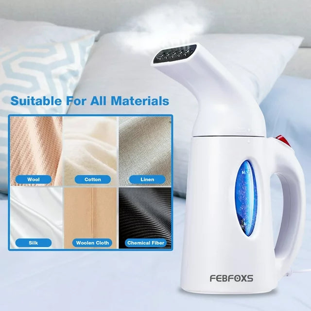 FEBFOXS Steamer for Clothes,700w Portable Garment Steamer,Auto Shut-off Function,Wrinkles/Steam/Soften/Clean/Sterilize,White