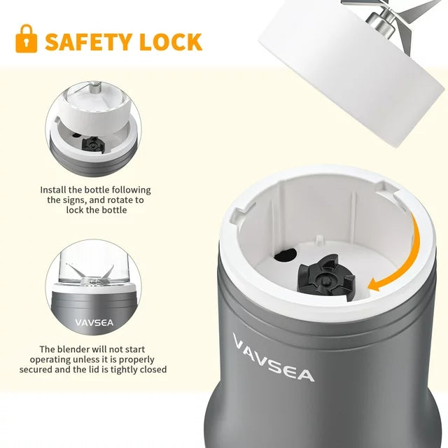 VAVSEA Portable Blender, Personal Blender for Shakes and Smoothies, BPA-Free 20oz Mini Blender with Travel Lids for Home Kitchen, Office and Sports, 500W