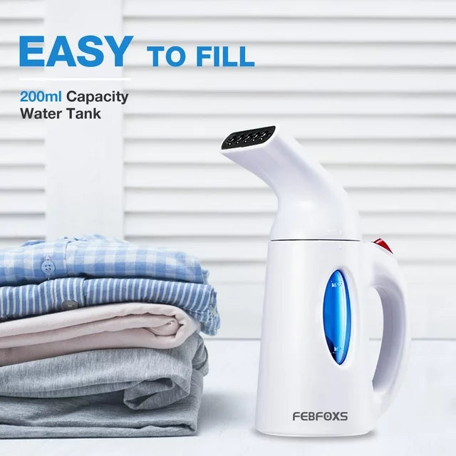 FEBFOXS Steamer for Clothes,700w Portable Garment Steamer,Auto Shut-off Function,Wrinkles/Steam/Soften/Clean/Sterilize,White