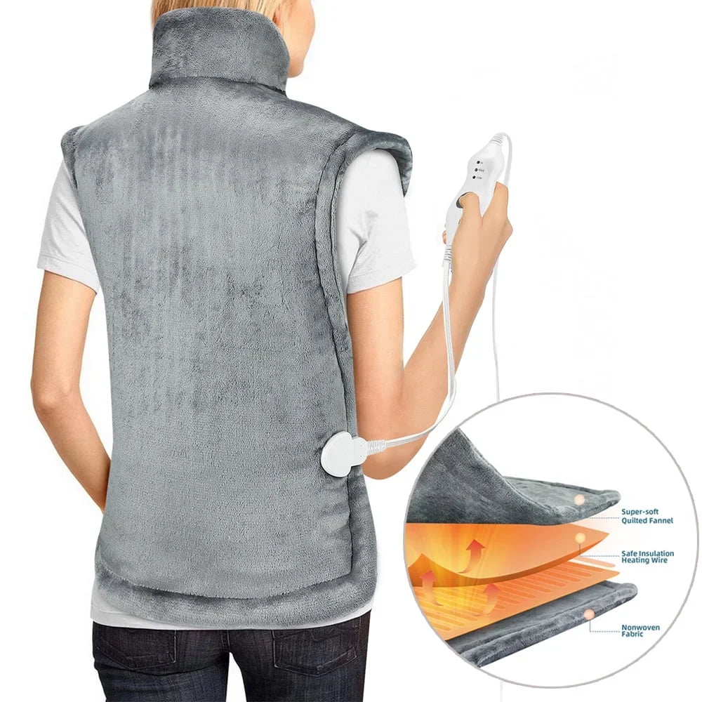 Extra Large Full Back Shoulders and Neck Heating Pad 40"x24", Fast Heating Wrap with Auto Shut off for Back, Neck and Shoulder, Abdomen, Electric Heating Pad for Pain Relief, Easy to Clean(Gray)