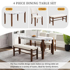 Churanty 3 Piece Modern Rubberwood Space Saving Dining Table with Chair & Bench Off-White