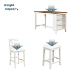 Churanty Counter Height Dining Table Set for 4,Wood Bar Table with Storage shelf and 2 stools & 2 Chairs for Small Places, White