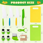 Kid Knife Set for Real Cooking, 13 Pieces Montessori Kitchen Tools, Toddler Safe Knives Set, Kids Cooking Set Real with Plastic Wooden Knives, Cutting Boards, Sandwich Cutters