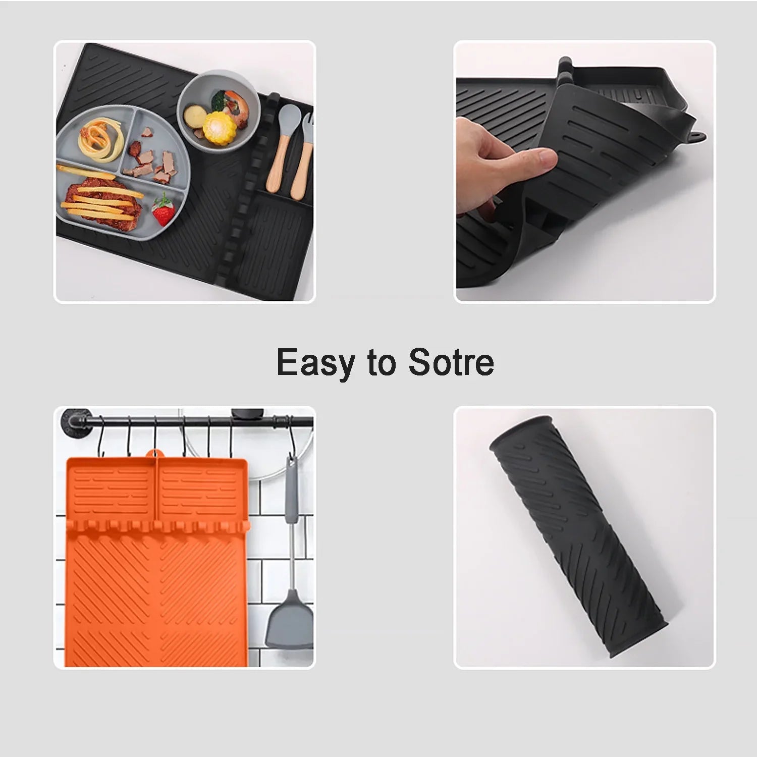 Side Shelf Mat for Blackstone, Silicone Grill Pad for Outdoor Grill Kitchen Counter, Food Grade Griddle Mat, BBQ Grill Mats, Baking Mats, Grill Prep Trays, Hot Pads (Orange)