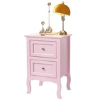 Ktaxon Nightstand, Bedside Table with 2 Storage Drawers, End Side for Bedroom, Country Style Set of 2,Pink