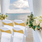 Spandex Chair Sashes Bands 50 PCS Stretch Chair Ties Bows with Buckle Slider for Wedding Party Banquet Decoration (Gold)