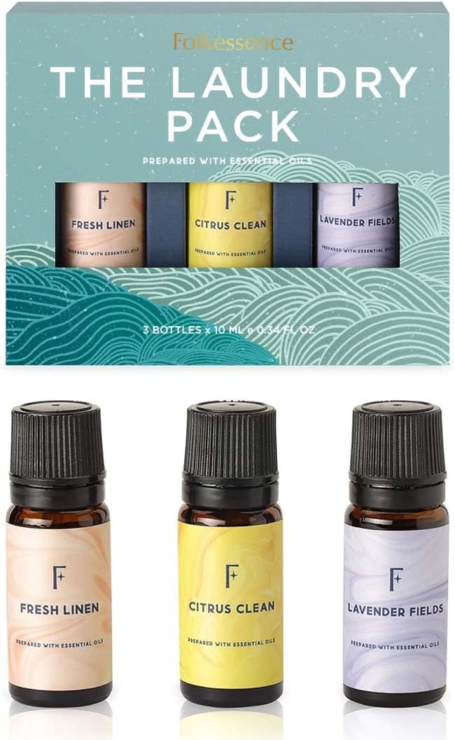 Folkulture Essential Oils Set for Laundry, Dryer Balls | Set of 6 Fresh Linen & Clean Scent Oils | Citrus, Lavender & Crisp Fragrance Oils for Laundry, Linens & Home | Everyday Care & Valentine Gift
