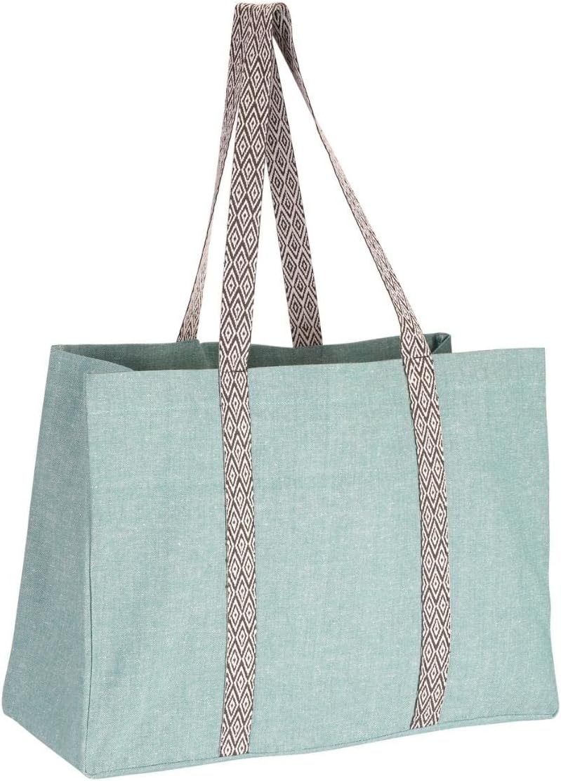 Folkulture Beach Tote for Women - 100% Cotton, 16 X 15 Inch Large Summer Bag with 2 Pockets | Perfect Pool & Travel Tote, Lightweight