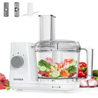 VAVSEA Food Processor and Vegetable Chopper for Dicing, Chopping, Mincing, BPA Free, Stainless Steel Blades, White, 4-Cup