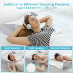 Cervical Pillow for Neck Pain Relief, Contour Memory Foam, Ergonomic Orthopedic Neck Support Pillow for Side, Back & Stomach Sleepers with Breathable Pillowcase, Grey