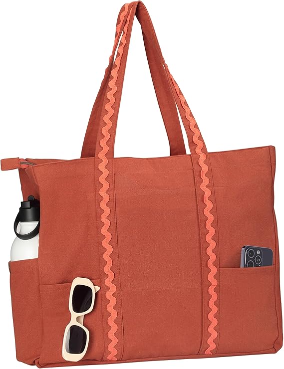 Folkulture Beach Bags for Women | Large Beach Tote Bag | Zipper Beach Bags