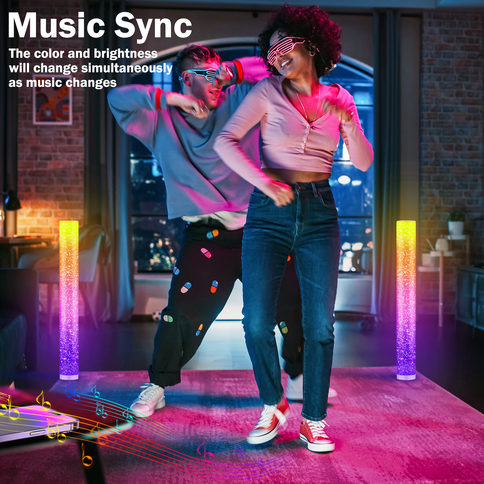 LED Floor Lamp for Living Room Standing Lamp 2-Pack with Music Sync and 16 Million DIY Colors, Smart Modern Light Corner Tall Lamp for Bedroom, Game Room