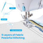 Sewing Machine with Extension Table, Portable Sewing Machine with Accessory Kit, LED Light, 12 Built-in Stitches, Sewing Kit for Household Use, Perfect for Beginners, Blue